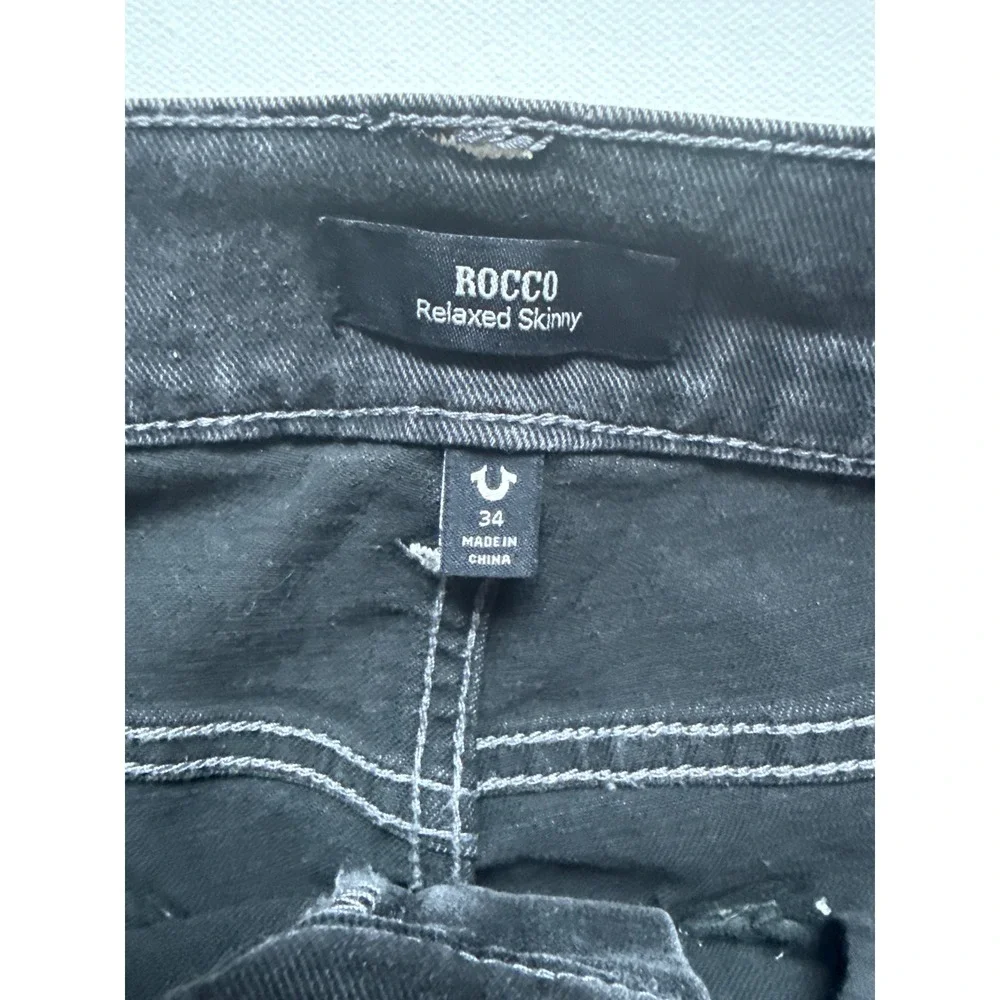 True Religion Rocco Relaxed Skinny Jeans Grey Gloomy Wash 34x32 NWT 701449